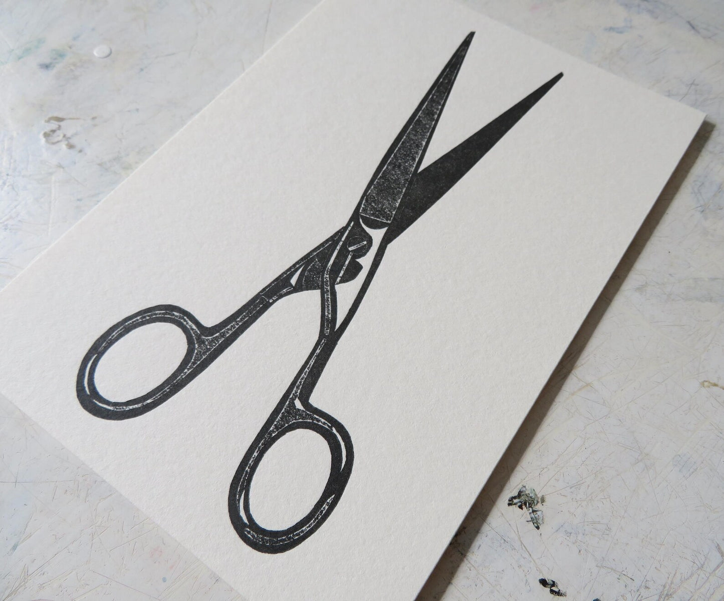 Scissors Collagraph Print
