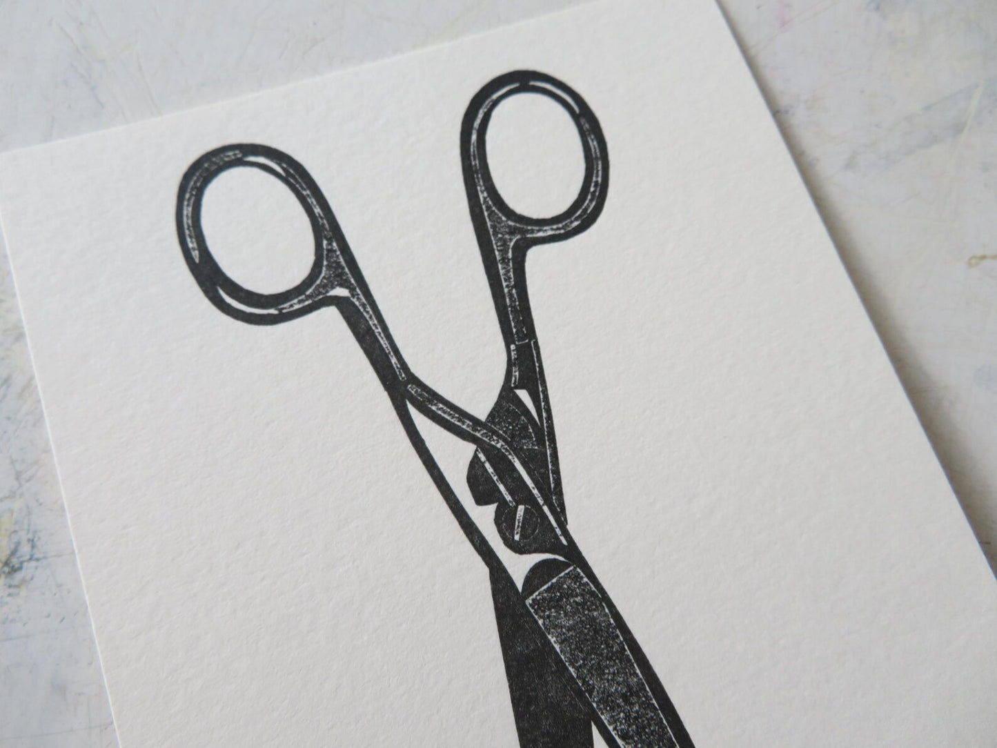 Scissors Collagraph Print