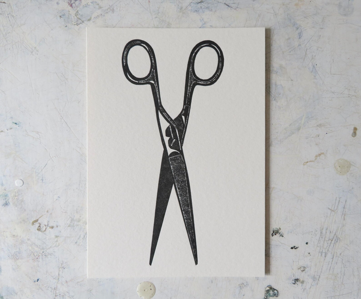 Scissors Collagraph Print