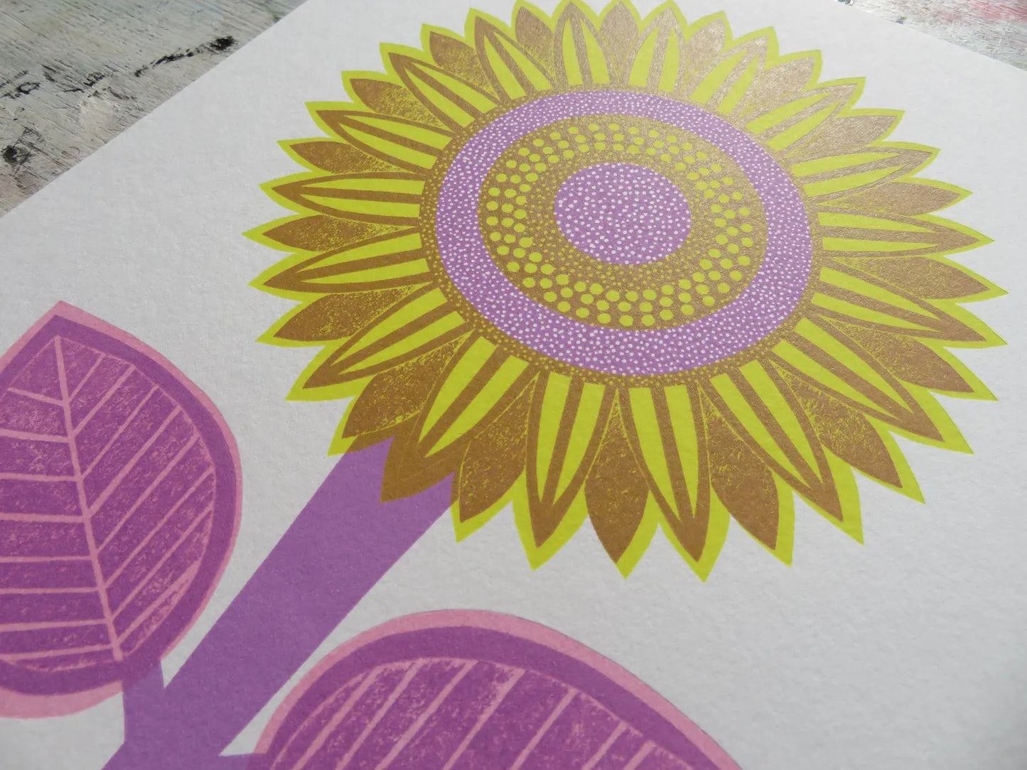 Sunflower Collagraph Print