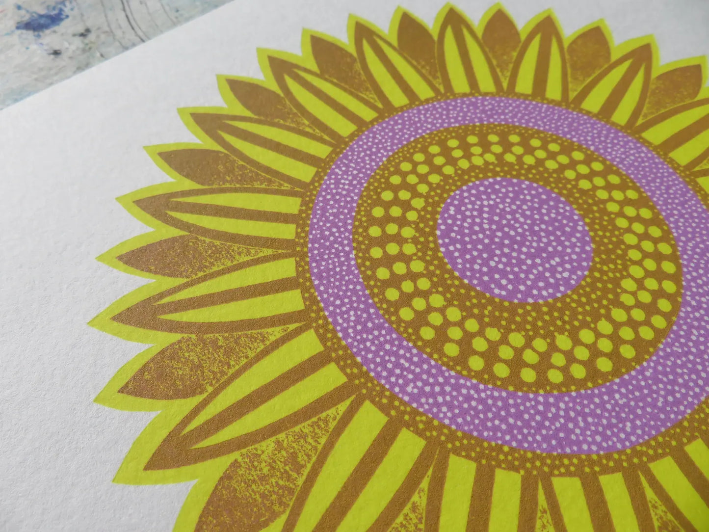Sunflower Collagraph Print