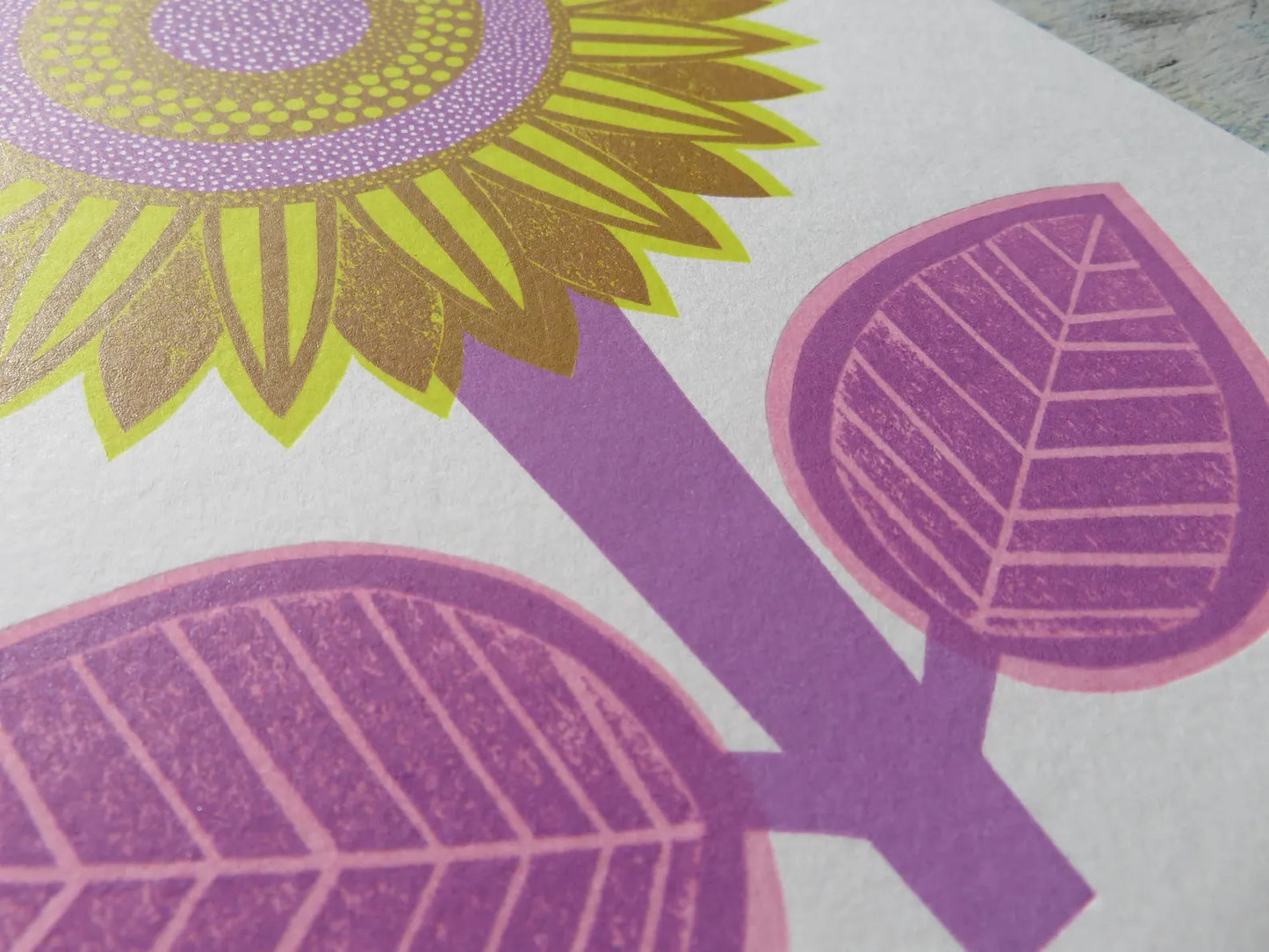 Sunflower Collagraph Print