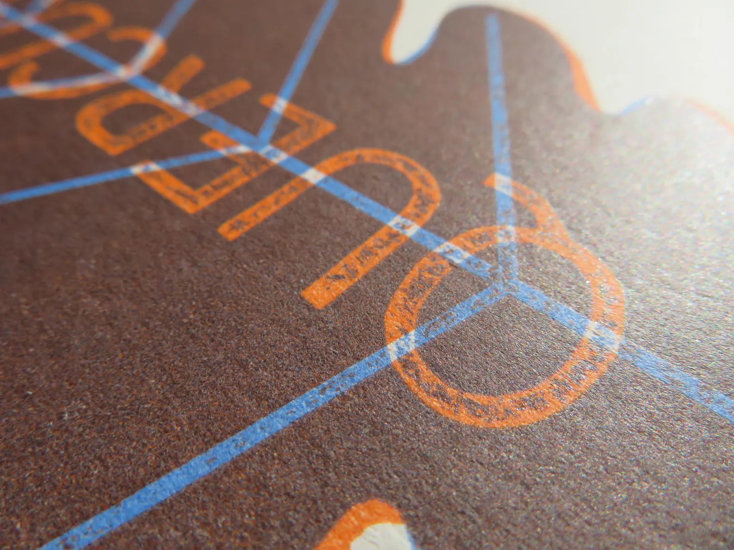 Quercus. Oak leaf handmade print, Orange and Blue