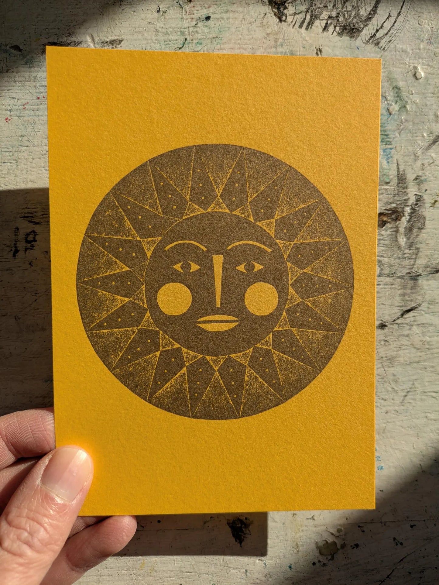 Golden Sun Collagraph Print