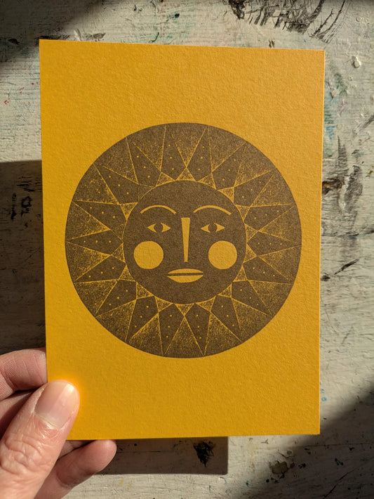 Golden Sun Collagraph Print