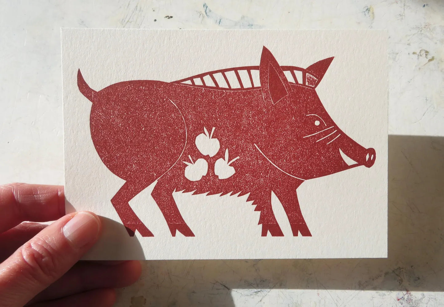 Wild Boar Collagraph Print