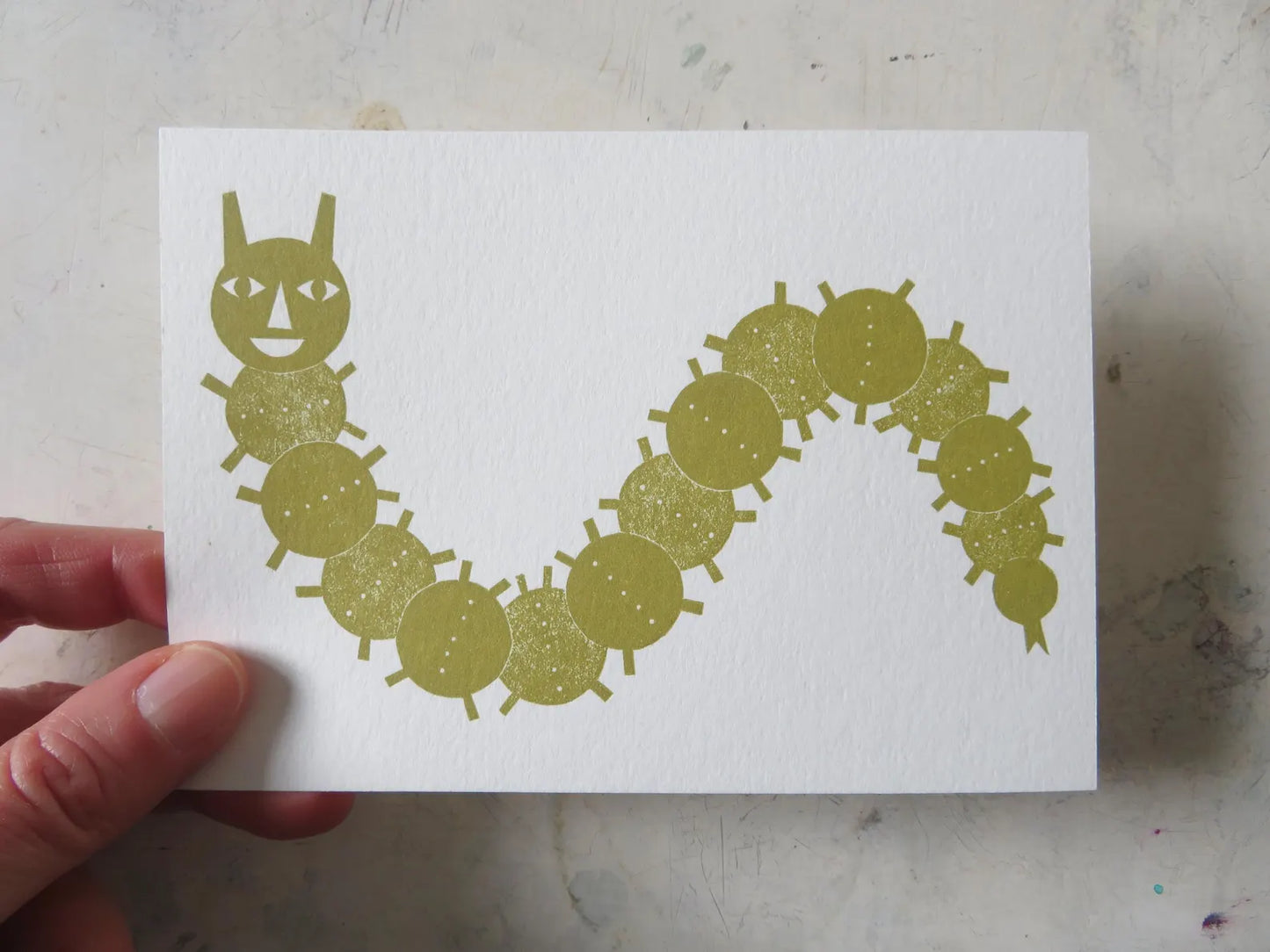 Caterpillar Collagraph Print