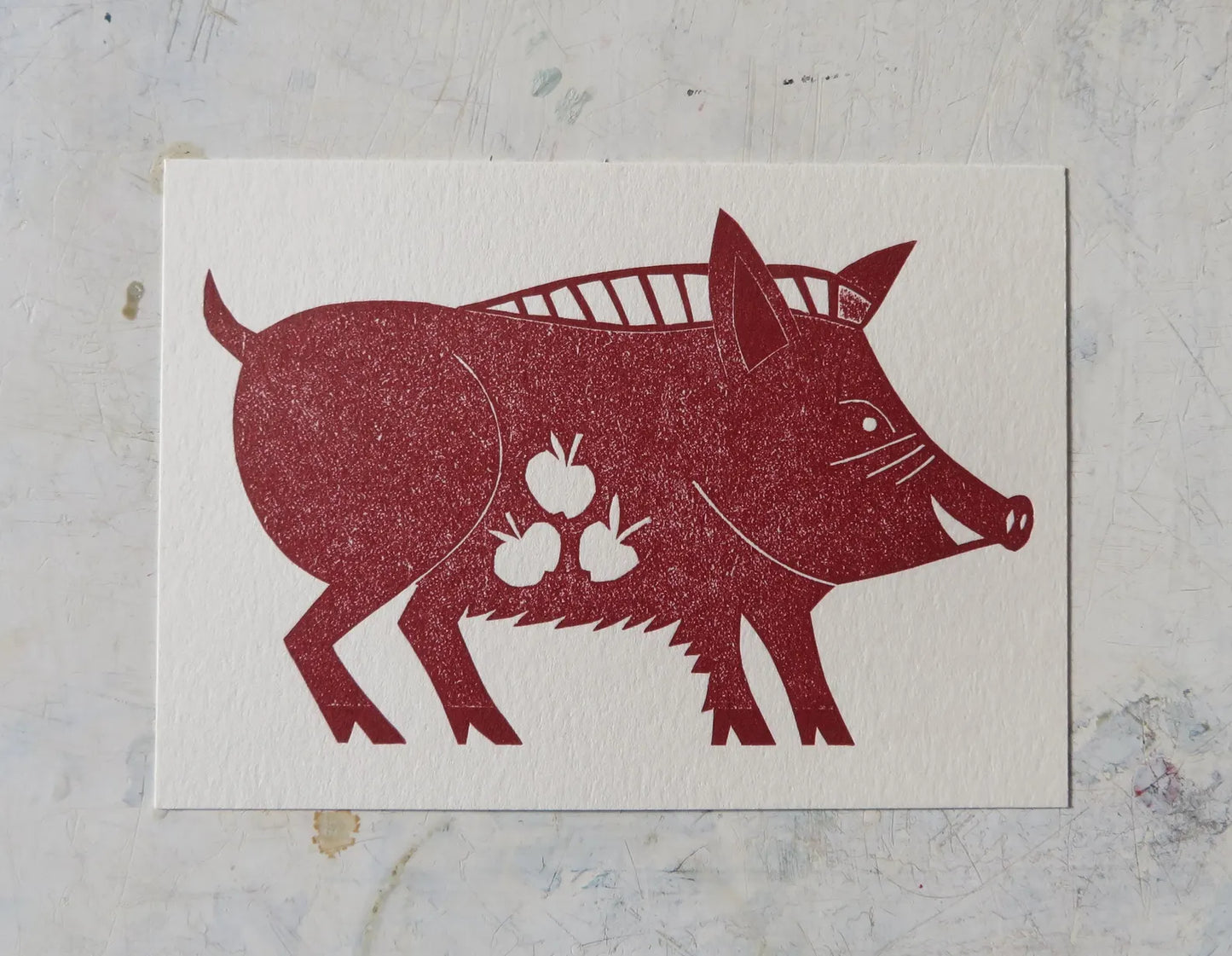 Wild Boar Collagraph Print
