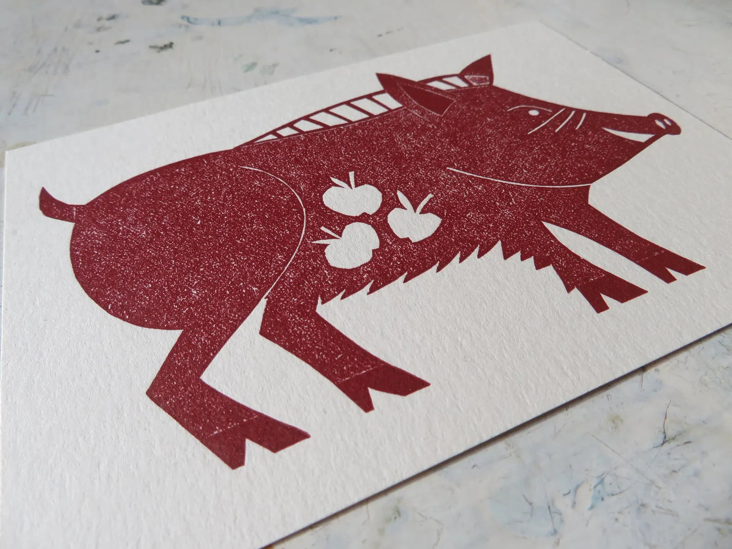 Wild Boar Collagraph Print