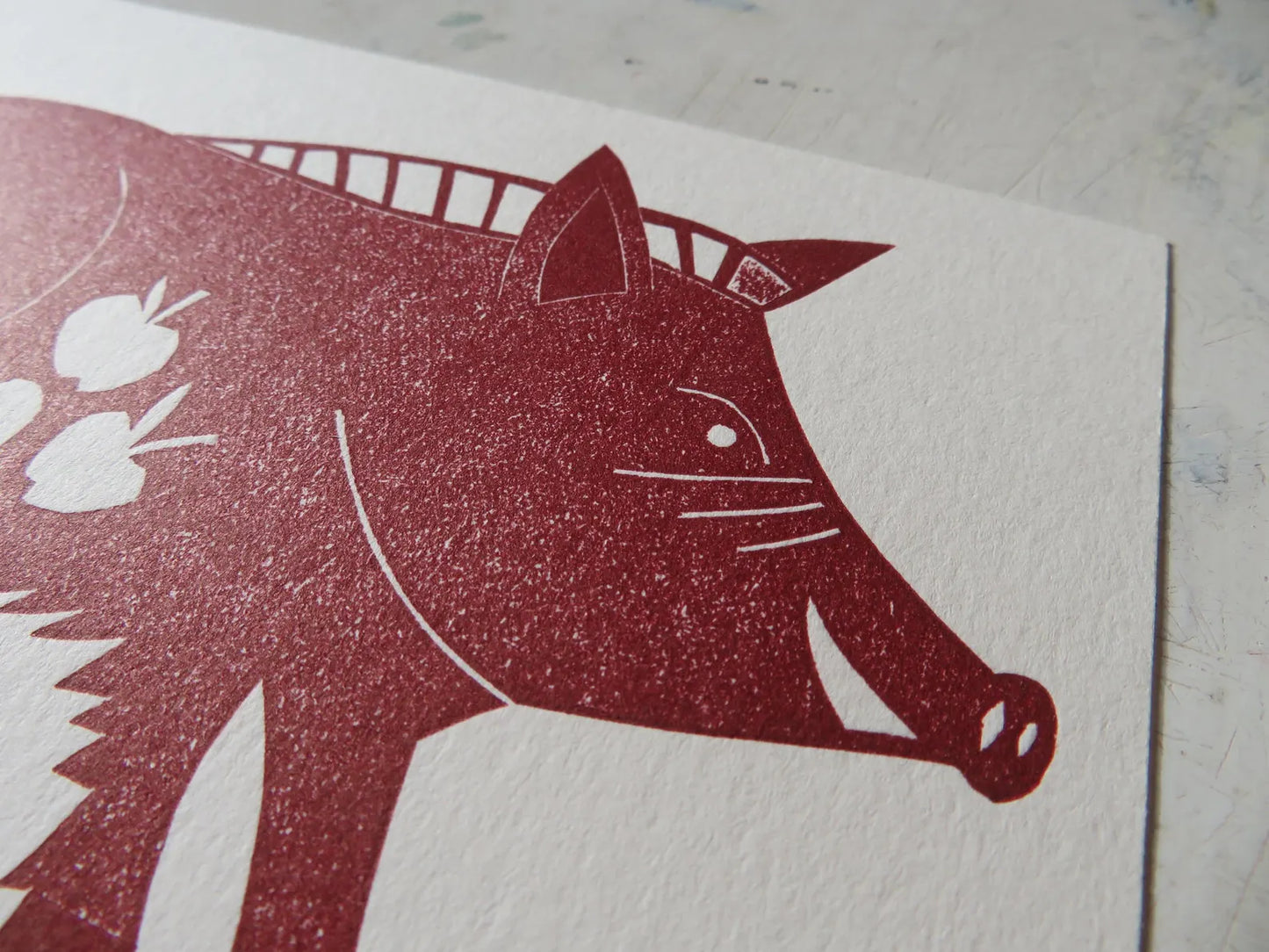Wild Boar Collagraph Print