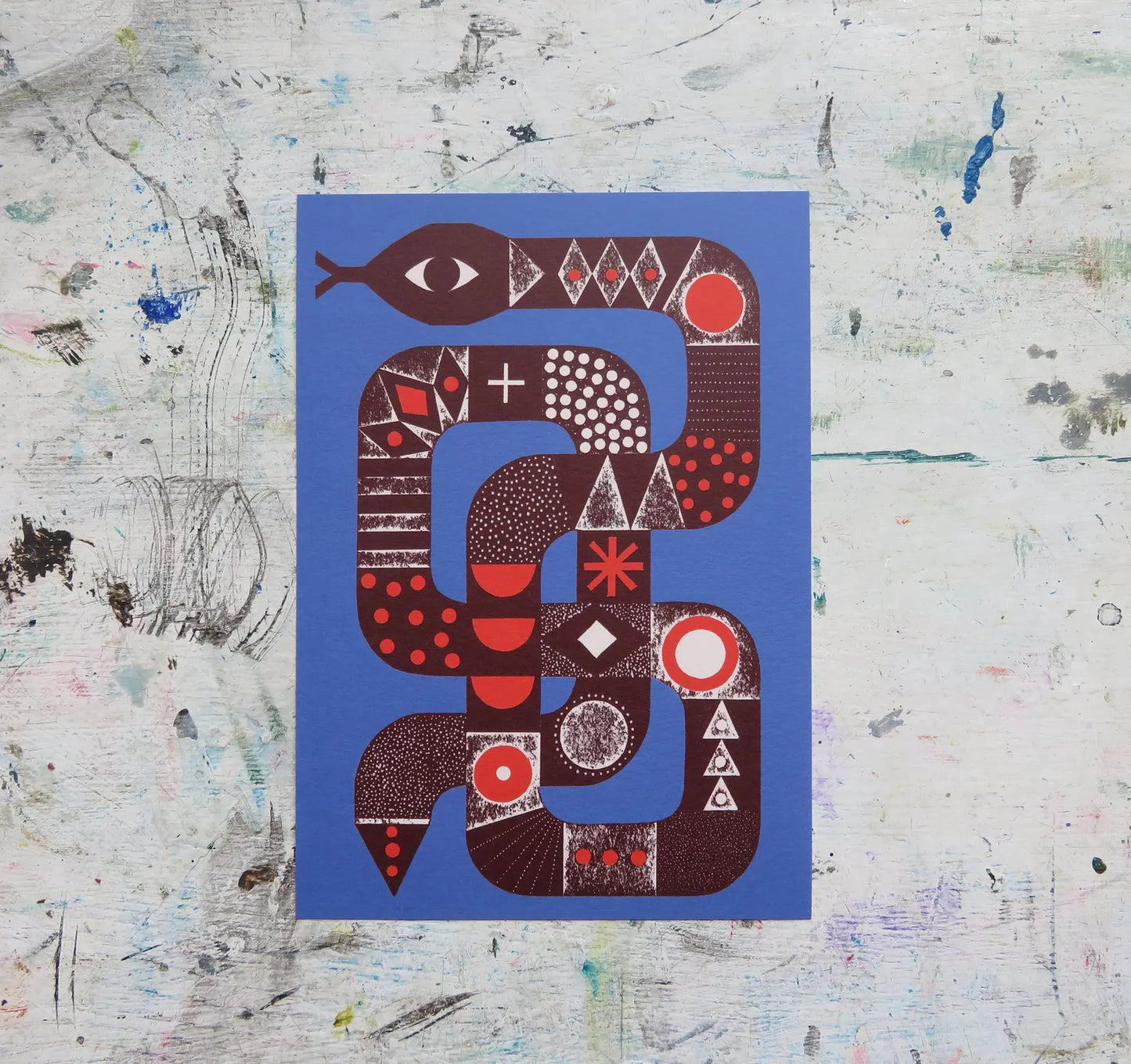 Bkue Snake A5 Art print