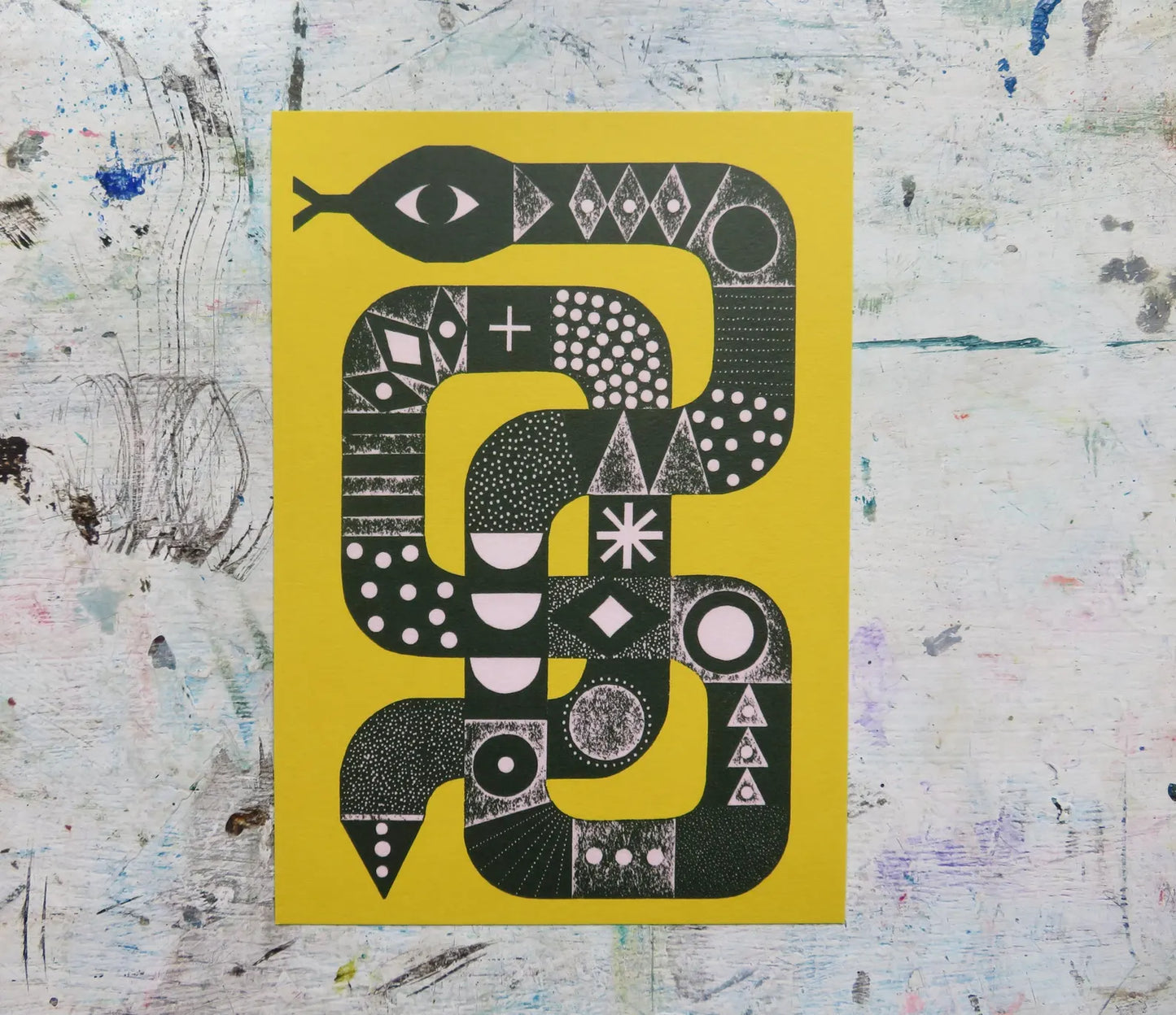 Yellow Snake A5 Art print