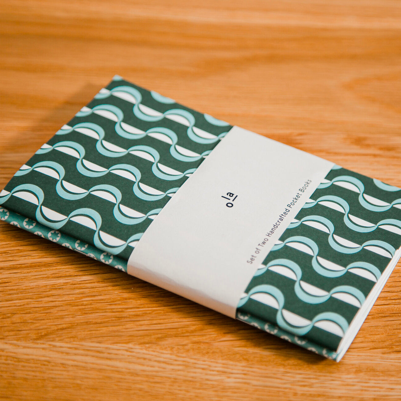 Set of 2 Handcrafted Pocket Books - Wave & Tiny Stars print