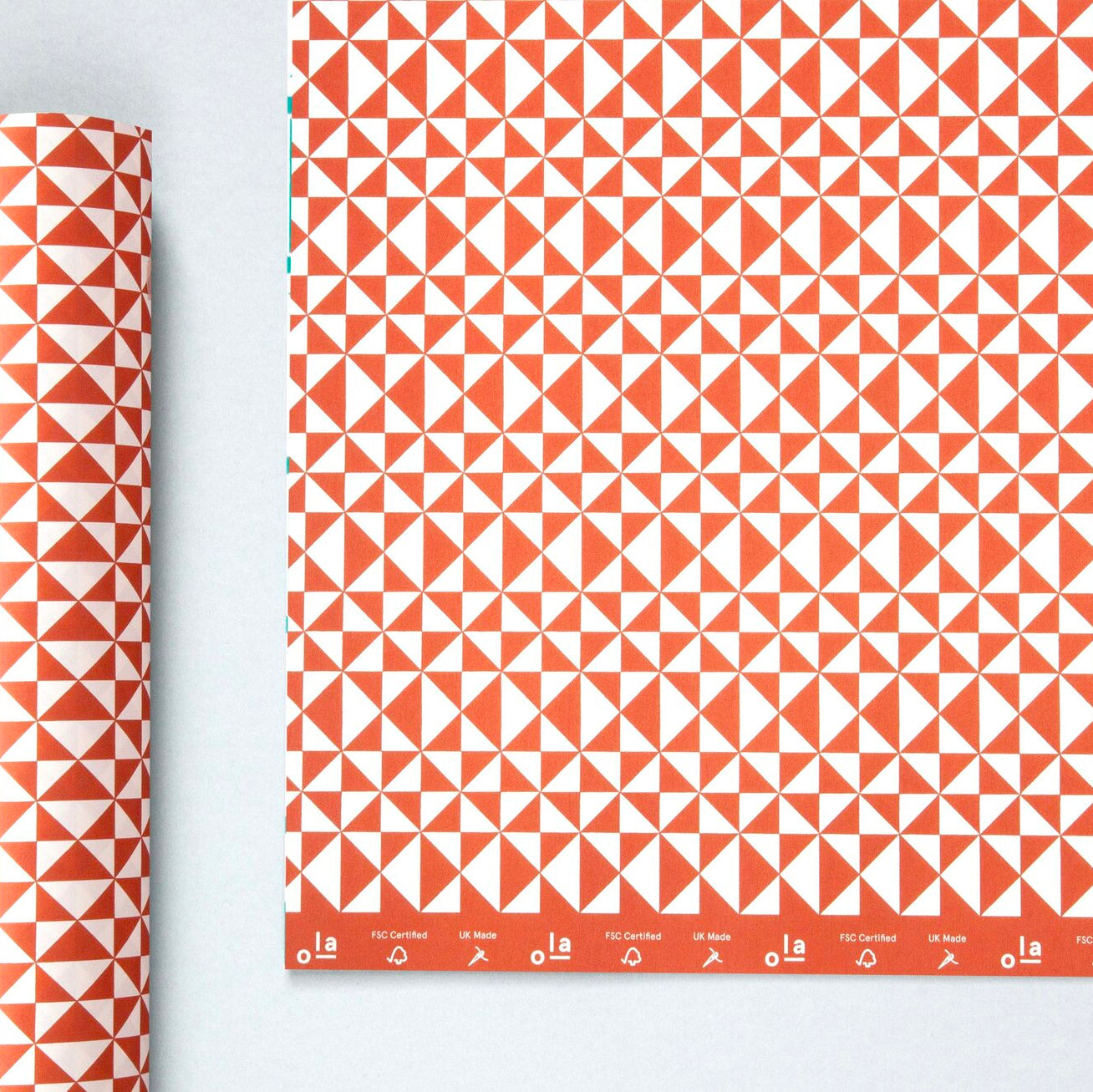 Patterned Gift Wrap - Kaffe in Brick Red