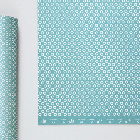 Patterned Gift Wrap - Tiny Stars in Nile Blue