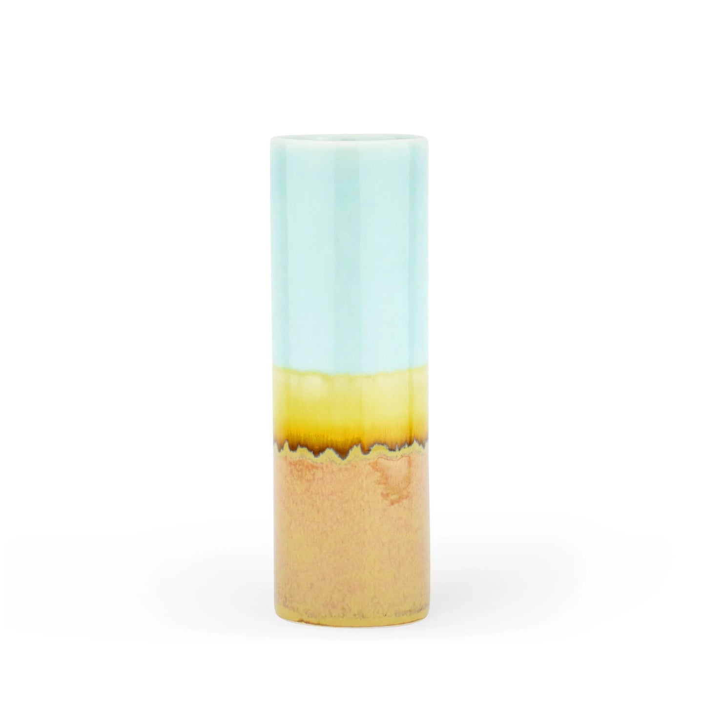 Cylinder Vase Small in Aqua & Fawn