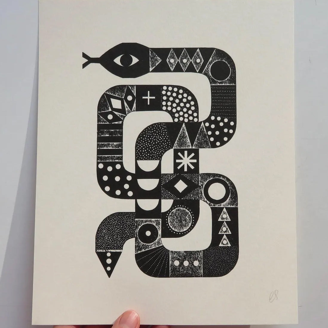 Snake Collagraph Print
