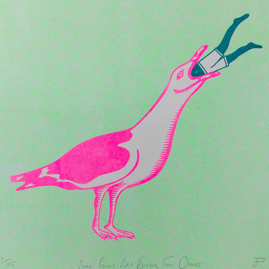 Some Gulls are Bigger than Others Riso Print