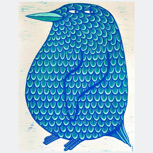Waddle I Do Woodcut Print