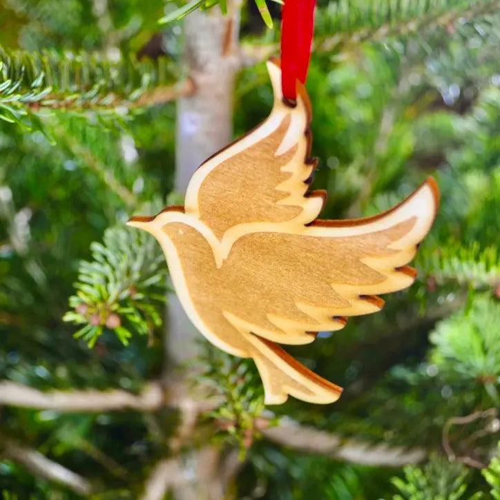 Eco Friendly Wood Christmas Tree Decoration - Dove