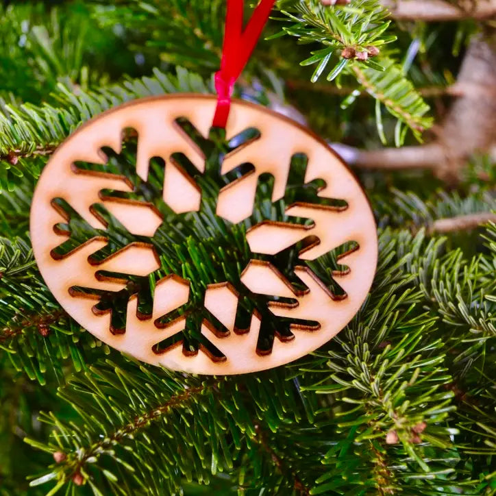 Eco Friendly Wood Christmas Tree Decoration - Circle Snowflake