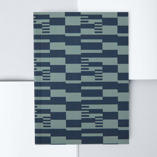 A5 Layflat Notebook Plain Pages - Anni Print in Navy/Green