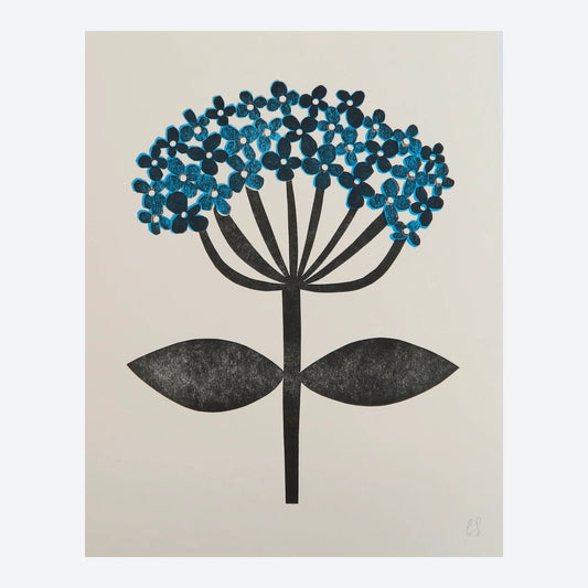 Hydrangea Collagraph Print