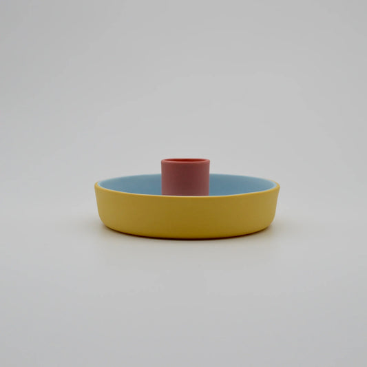 Candle Holder in Yellow/Blue/Pink