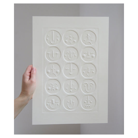 Faces Embossed Print