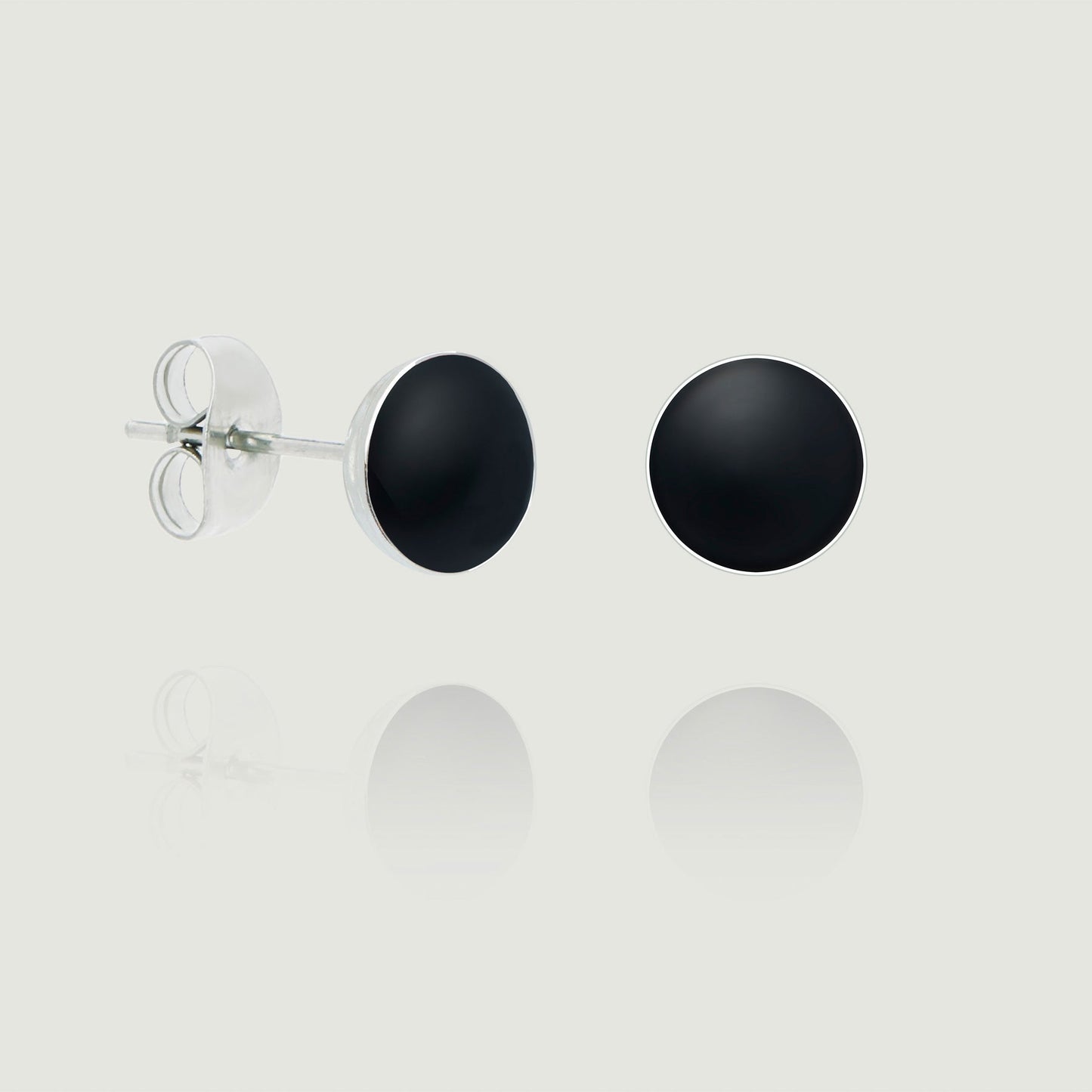 Stud Earrings in Black Sterling Silver and Concrete