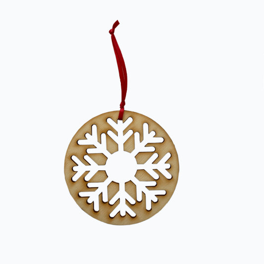 Eco Friendly Wood Christmas Tree Decoration - Circle Snowflake