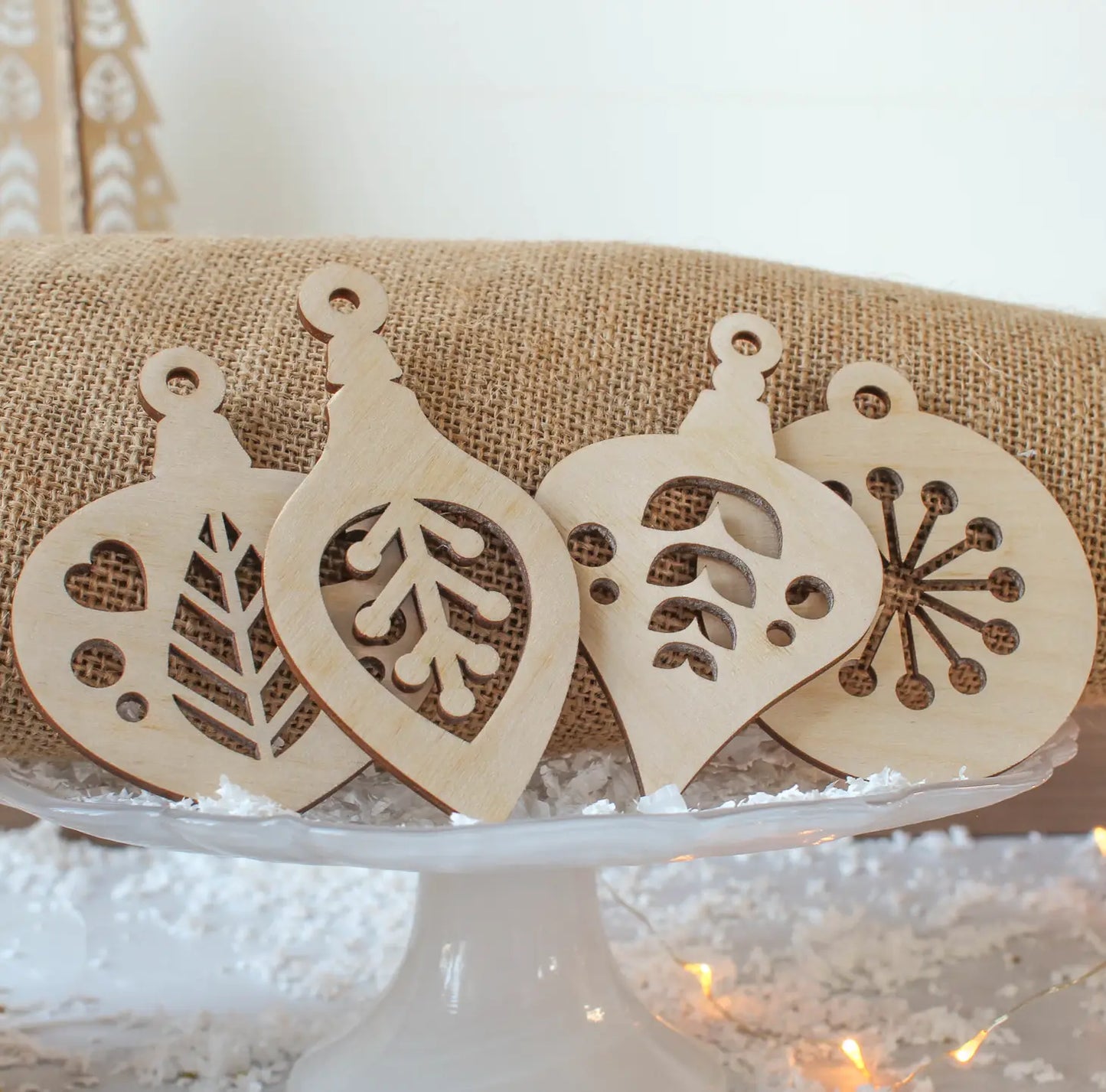 Christmas Tree Decoration Set - Cut out Natural Wood