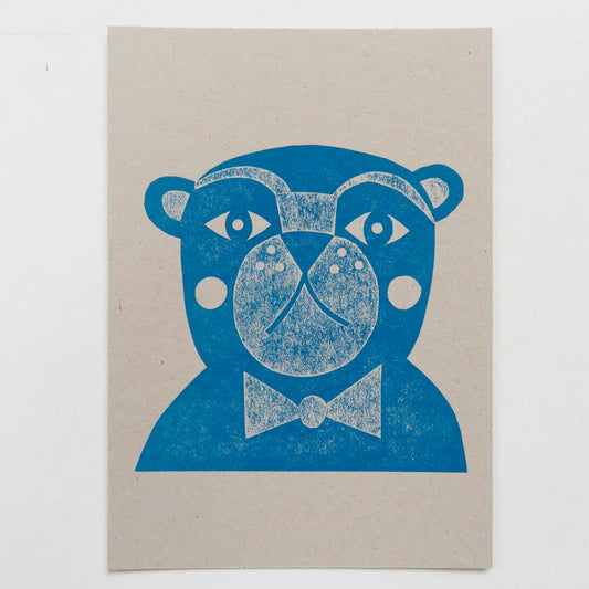 Bernard the Bear Collagraph Print