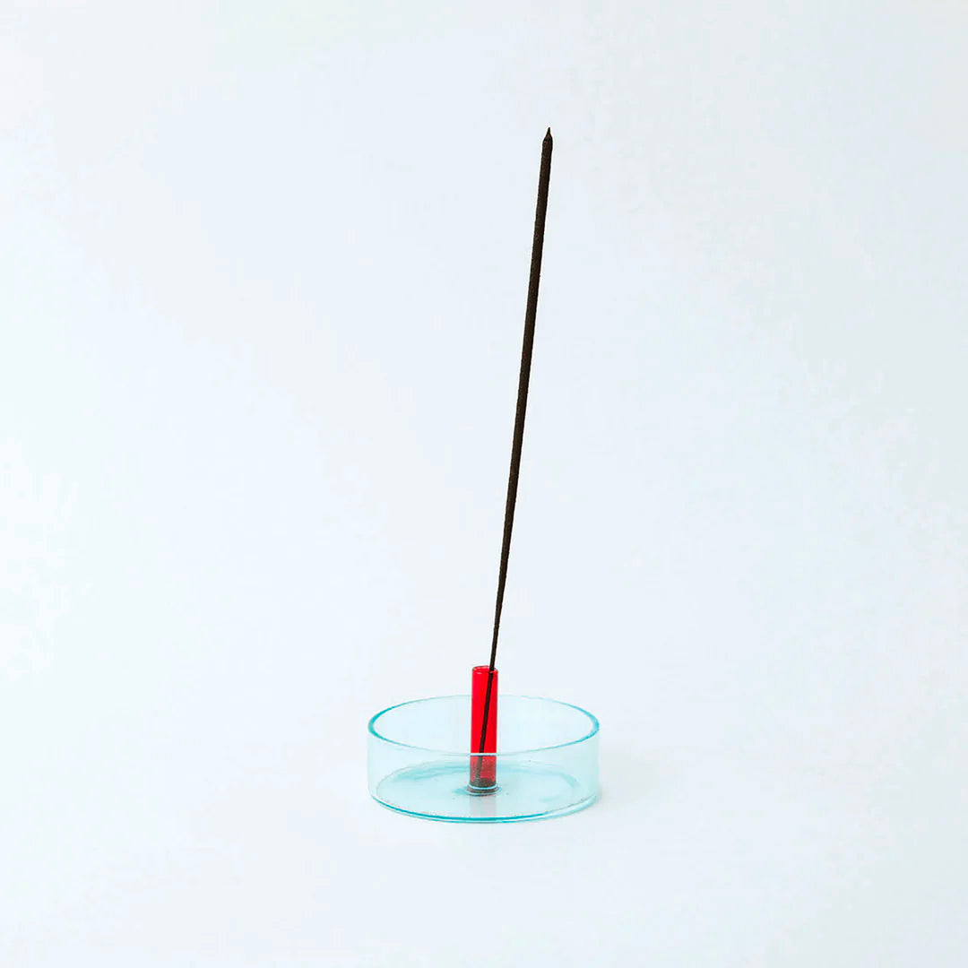 Duo Tone Glass Incense Holder - Red & Blue