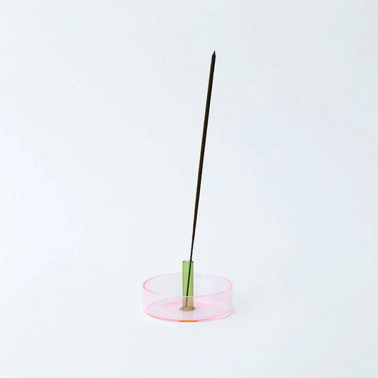Duo Tone Glass Incense Holder - Pink & Green