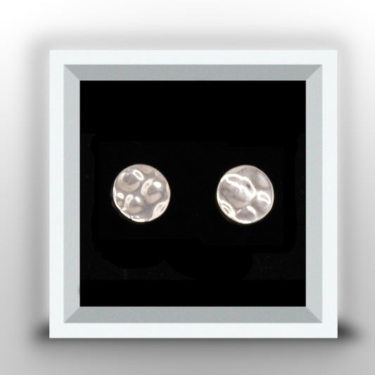 Circle Stud Earrings with Hammered Finish