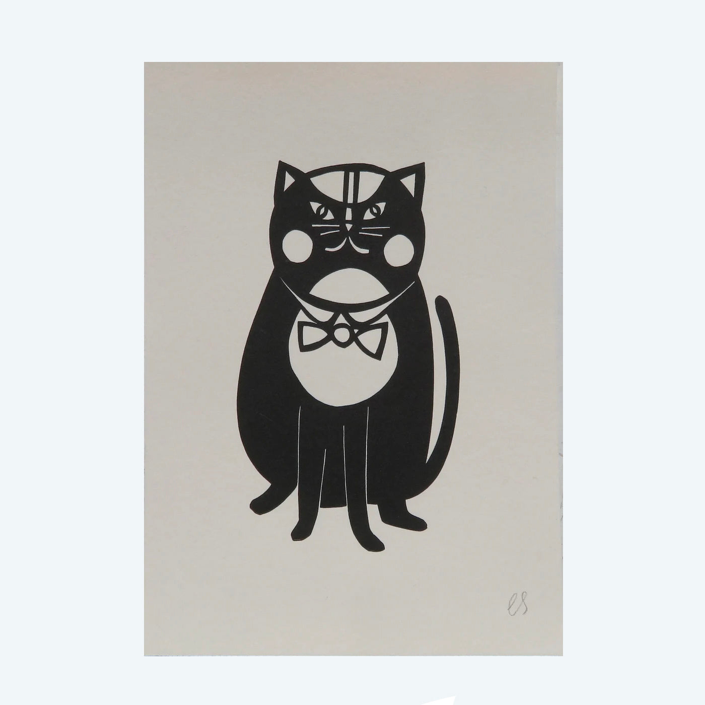 Black Cat Linocut Print