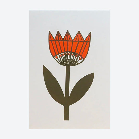 Retro Tulip Linocut Print