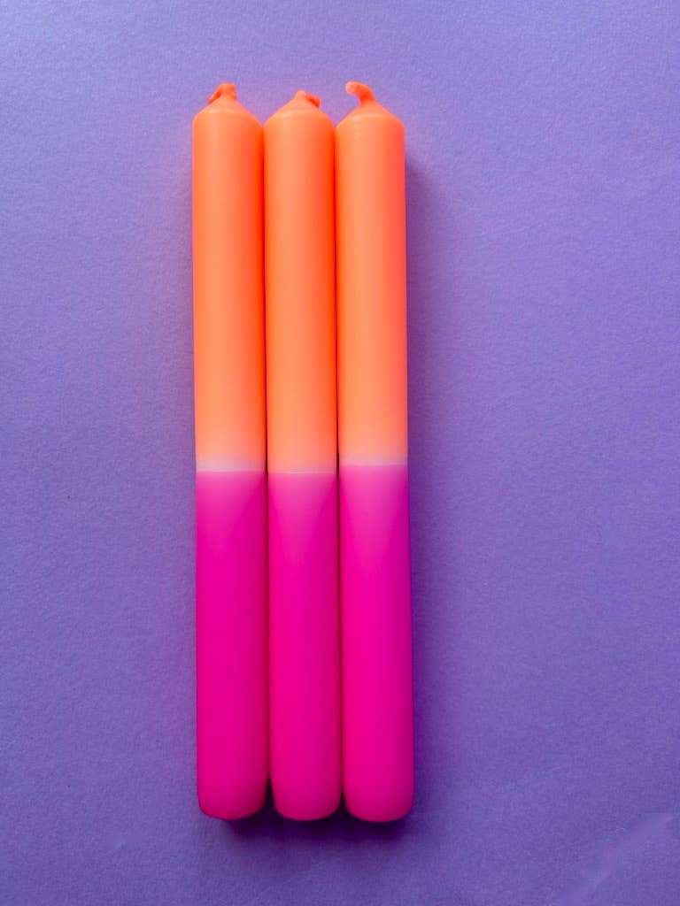 Peach Melba Dip Dye Dinner Candles Trio