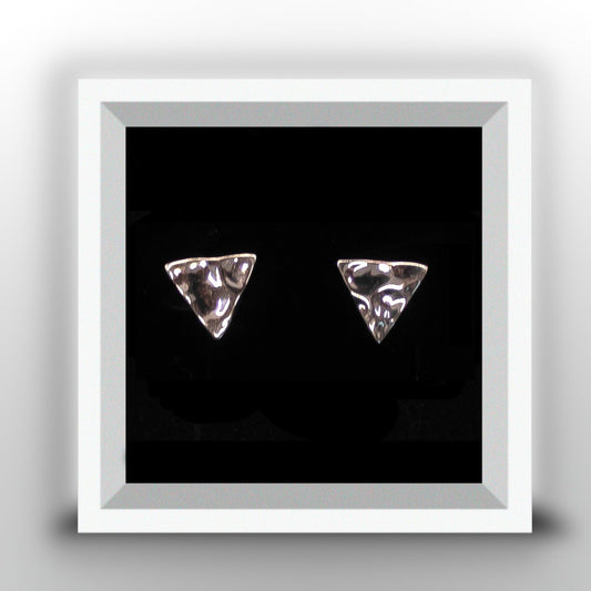 Triangle Stud Earrings with Hammered Finish