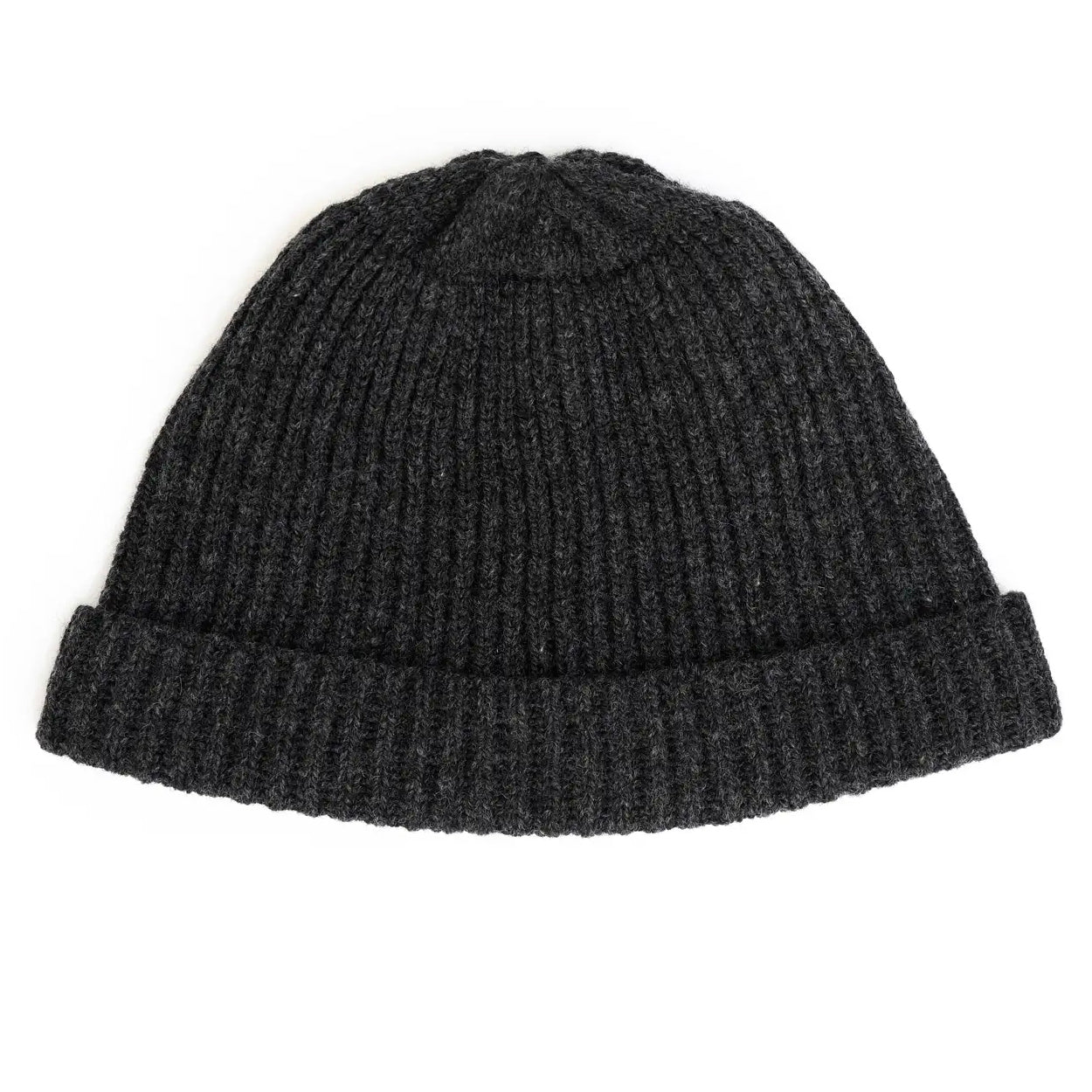 Charcoal Lambswool Fisherman’s Rib Short Beanie