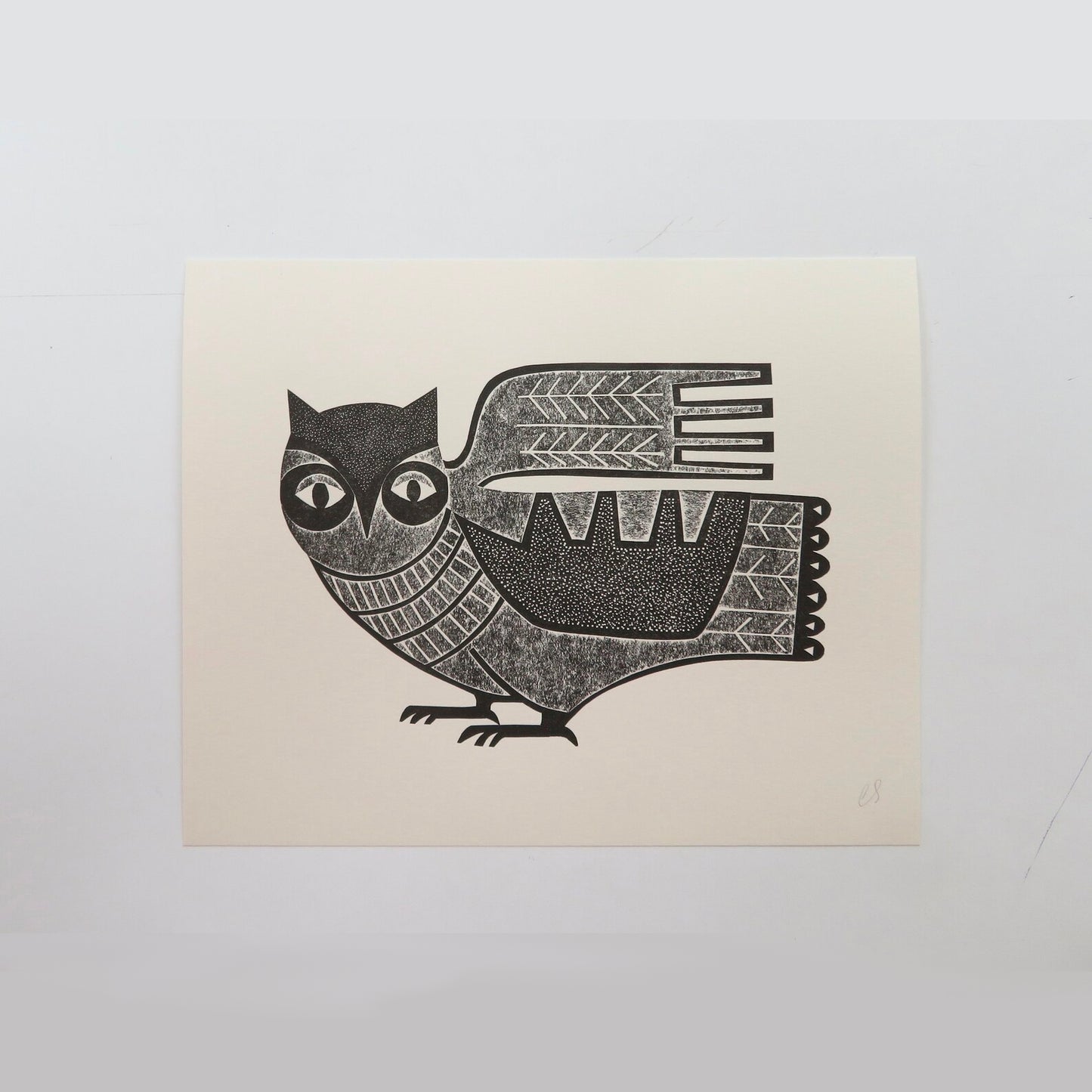 Owl Collagraph Print