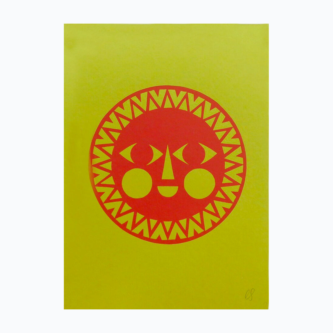 Red Sun Linocut Print