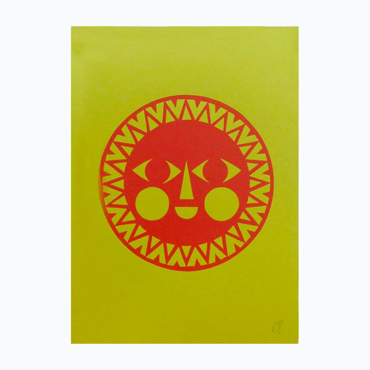 Red Sun Linocut Print
