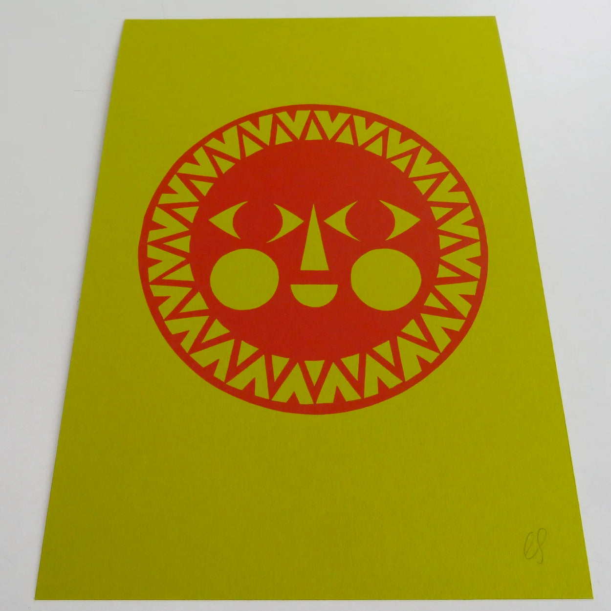Red Sun Linocut Print